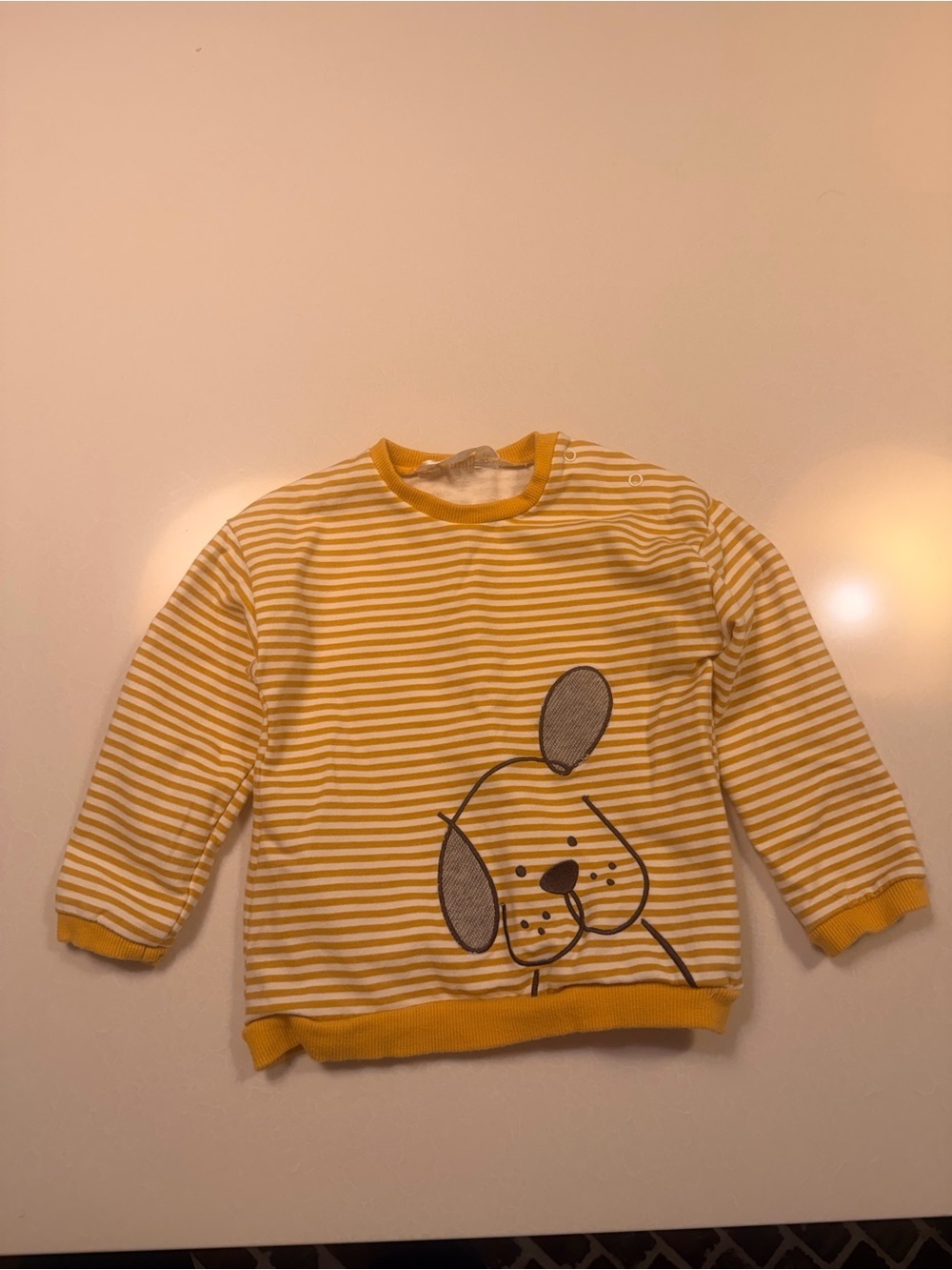 Mayoral Yellow Striped Puppy Graphic Kids Top newborn! Too cute! VGUC